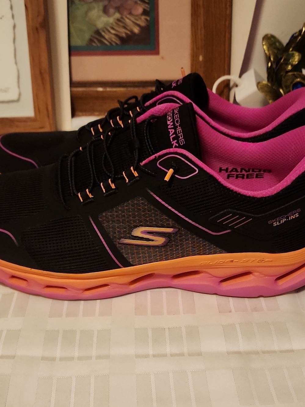 Skechers Women’s Black & Pink Slip-On Walking Shoes